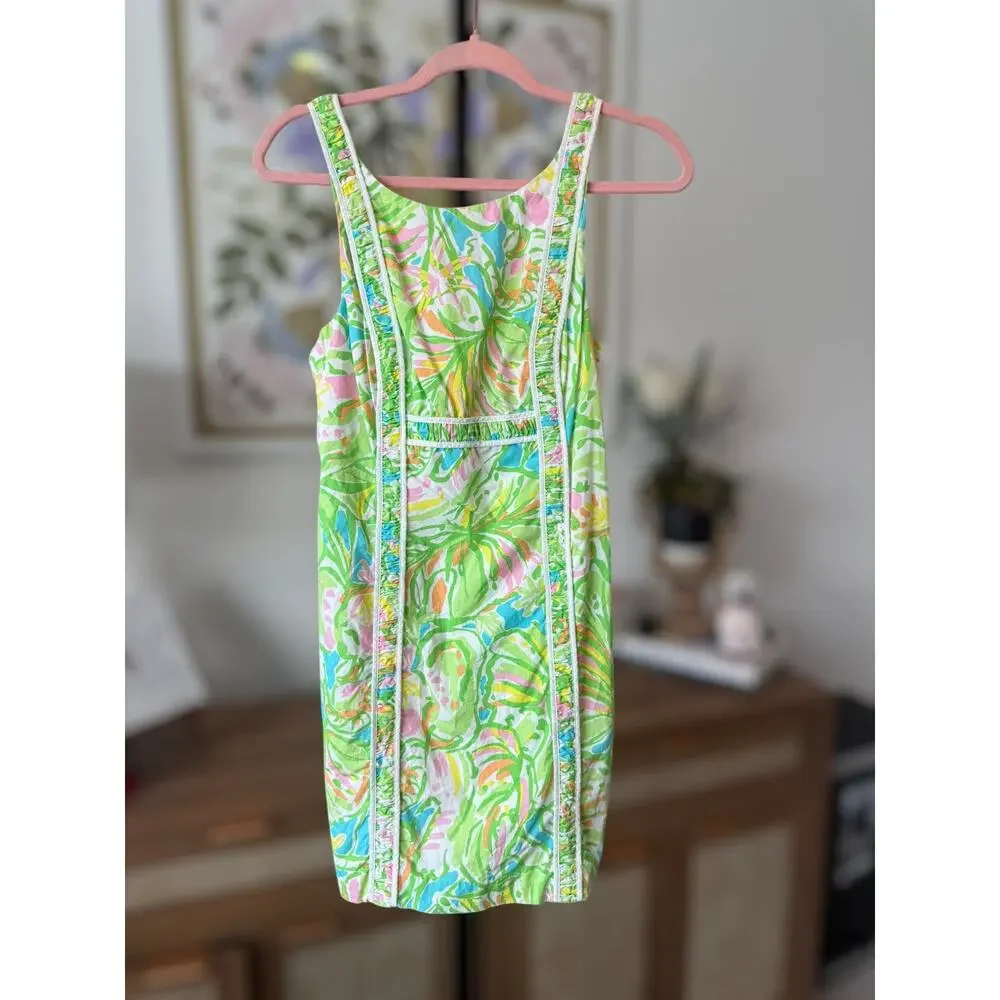 Lilly Pulitzer Fryer Elephant Ear Printed Shift Mini Dress Green Womens Size 2 - Picture 8 of 13